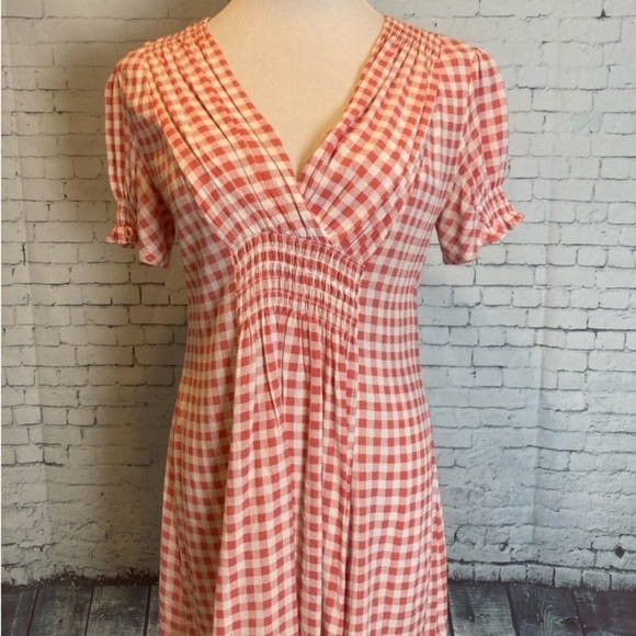 Urban Outfitters Red Plaid Smocked Mini Dress S Vacation Grunge Smocked 90’s Y2K - Picture 5 of 12